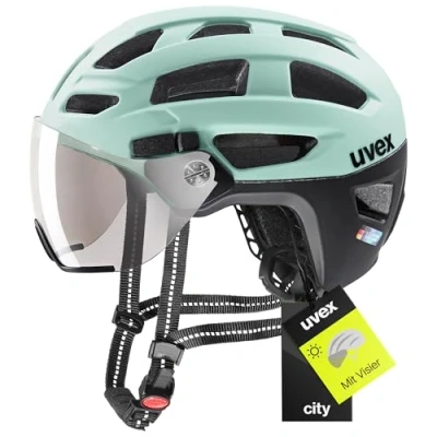 Abbildung von uvex finale visor sicherer City Helm für Damen und Herren mit Visier inkl. LED Licht jade black matt 52 57 cm