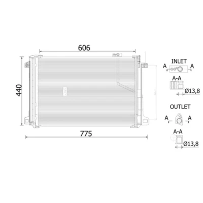 Abbildung von MAHLE ORIGINAL AC 786 000S Klimakondensator mit Trockner 14 13,8 606 MERCEDES BENZ: E Class Saloon, C T modell kfzteile, mister