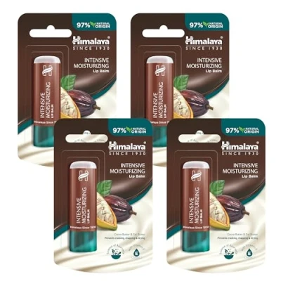 Abbildung von Himalaya Intensive Moisturizing Cocoa Butter Lip Balm Rich Repairs Dry and Chapped Lips Enriched with Vitamin E Hydrates, Nourishes Improves Elasticity 4.5g (Pack of 4)