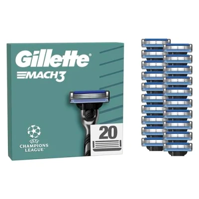 Abbildung von Gillette Mach3 Standard Rasierer für Männer, 20 Ersatzklingen, mit Gleitstreifen ein sanftes Gleiten und NEUER Klingenbeschichtung