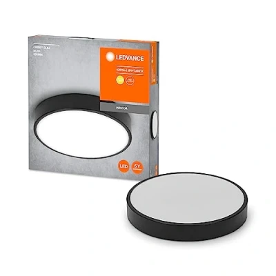 Abbildung von Ledvance ORBIS SLIM Moia LED Deckenleuchte, schwarz, 20W, 2200lm, 280mm Durchmesser, sehr homogene Lichtverteilung, lange Lebensdauer, einfache Montage, modernes Design, 3000K
