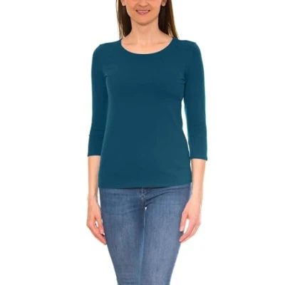 Abbildung von Alkato Damen Shirt 3/4 Arm mit Rundhals, Farbe: Petrolgrün, Größe: 3XL