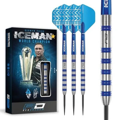 Abbildung von RED DRAGON Gerwyn Price Iceman Challenger 24 Gram Professional Tungsten Darts Set with Flights and Stems