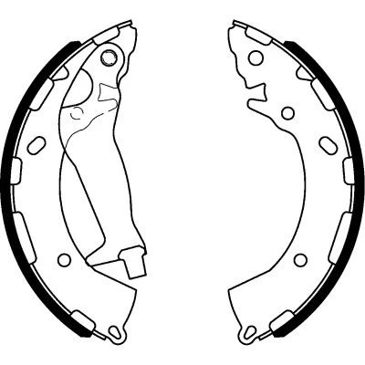 Abbildung von HELLA 8DB 355 000 401 Bremsbacken 203 32 mit Handbremshebel ohne Zubehör HYUNDAI: i20 I Hatchback, II i10 I, KIA: RIO 3