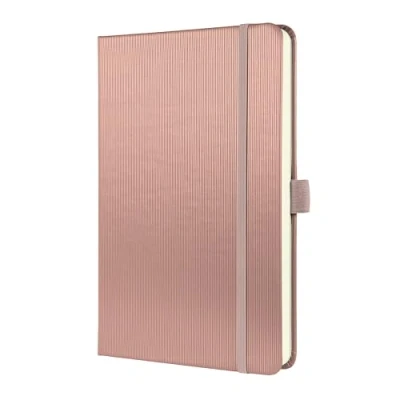 Abbildung von SIGEL CO401 Premium Notizbuch liniert, A5, Hardcover, rose metallic, aus nachhaltigem Papier Conceptum mit Seitenzahlen, Inhaltsverzeichnis, Stiftschlaufe, Falttasche