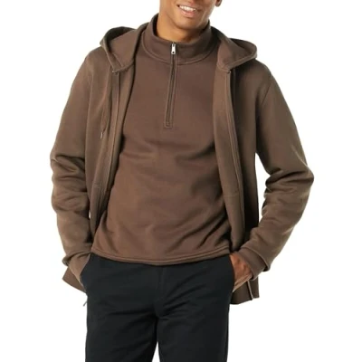 Abbildung von Amazon Essentials Herren Fleece Kapuzenpulli mit durchgehendem Reißverschluss (erhältlich in den Größen Big &amp; Tall), Mittel Braun, S