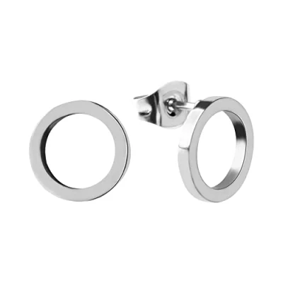 Abbildung von Ohrstecker Kreis Silber für Damen Runde Edelstahl Ohrringe Wasserfest I Silberner Ohrschmuck mit Inkl. Geschenkbox