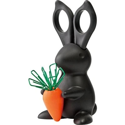 Abbildung von Unbekannt Schreibtisch Set Desk Bunny, Schere und Büroklammer Halter, Kunststoff Schwarz Orange, QL10115 BK