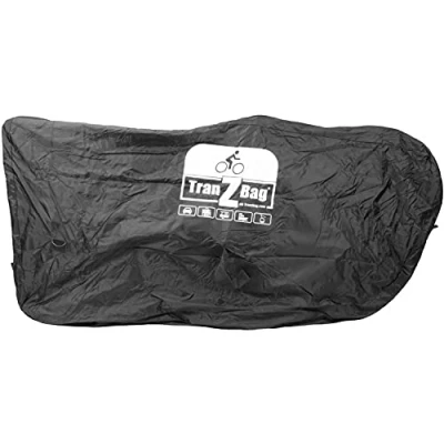 Abbildung von TranZbag ORIGINAL Fahrrad Transporttasche, Transportschutz für 26&quot; bis 29+&quot; Laufräder (faltbar, minimales Packmaß, Schultertragegurt, universell einsetzbar, Doppel Reißverschluss), Schwarz