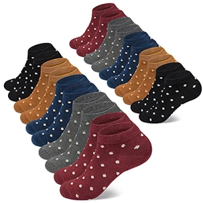 Abbildung von Mowenti Socken Damen 39 42 Sneaker Kurze Baumwollsocken Sportsocken 10 paar Streifen Punkten 8202