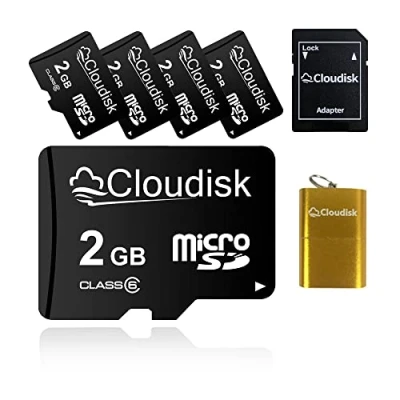 Abbildung von Cloudisk 5Pack 2GB Micro SD Karte 2 GB MicroSD Speicherkarte Class6 mit Kartenleser und Adapter, Bulk Sale