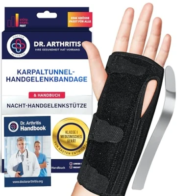 Abbildung von Dr. Arthritis Von Ärzten Entworfen, Verstellbare Handgelenkstütze/Handgelenk Schiene, Sehnenscheidenentzündung/Karpaltunnel Stützende Nacht Armschiene &amp; Handgelenkbandage [Schwarz]