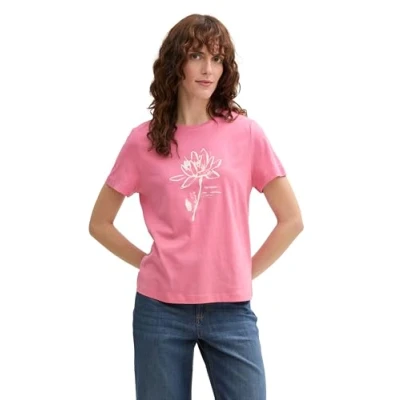 Abbildung von TOM Tailor CREW NECK Tshirt print, Damen, Größe: Small, Bright rose
