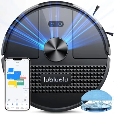Abbildung von Lubluelu Saugroboter mit Wischfunktion 3 1, 4500Pa Staubsauger Roboter Lasernavigation, 54 dB Roboterstaubsauger Anti Siphon Technologie, 150 Min Laufzeit, APP Steuerung, 24 No Go Zonen (SL68)