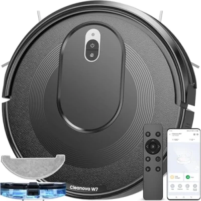 Abbildung von Vexilar W7 Saugroboter mit Wischfunktion, 3 in1 Wischroboter 4000Pa Saugkraft, Staubsauger Roboter kompatibel Alexa/App Steuerung, Roboterstaubsauger ideal für Tierhaare, Teppich Hartböden