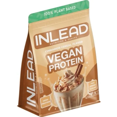 Abbildung von INLEAD Vegan Protein CINNAMON CEREAL Veganes Proteinpulver mit Cremiger Konsistenz Optimales Aminosäureprofil 100% Pflanzlich ohne zugesetztem Zucker Mehrkomponenten Eiweißpulver 500g