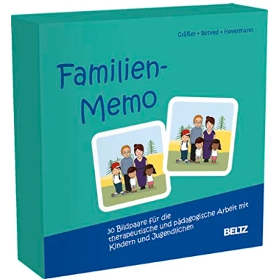 Abbildung von Familien Memo: 30 Bildpaare für die therapeutische und pädagogische Arbeit Mit Kindern Jugendlichen. 16 seitigem Booklet in stabiler Box, Kartenformat 6,5 x cm. (Beltz Therapiespiele)