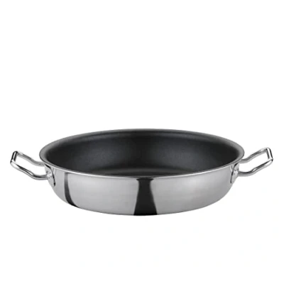 Abbildung von Spring Vulcano Classic Servierpfanne 32 cm Edelstahl 7 Hochrand Pfanne Antihaftbeschichtet Induktionsgeeignet 5 Lagen Mehrschichtmaterial Bratpfanne Induktion ofenfeste