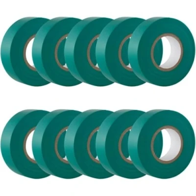 Abbildung von GTSE Isolierband Grün 19 mm x 20 m strapazierfähiges, selbstklebendes zum Schutz, Bündeln und Reparieren von Kabeln 10 Rollen