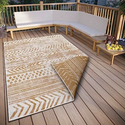 Abbildung von NORTHRUGS Teppich »BIRI Wendeteppich«, rechteckig, 5 mm Höhe, In &amp; Outdoor, Wetterfest, Balkon, Läufer, Wohnzimmer, Wasserfest, Boho