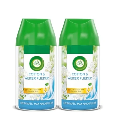 Abbildung von Air Wick Freshmatic Max Raumspray DUO Nachfüller für den Duft: Cotton und Weißer Flieder 2 x 250 ml Raumduft Lufterfrischer