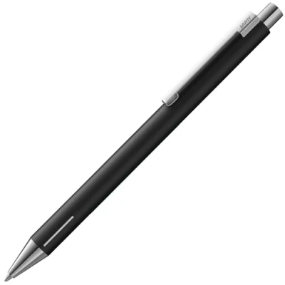 Abbildung von Lamy econ Kugelschreiber 240 aus Edelstahl in black matt und markant gebogenem Clip, inkl. Großraummine M 16 schwarz Strichbreite