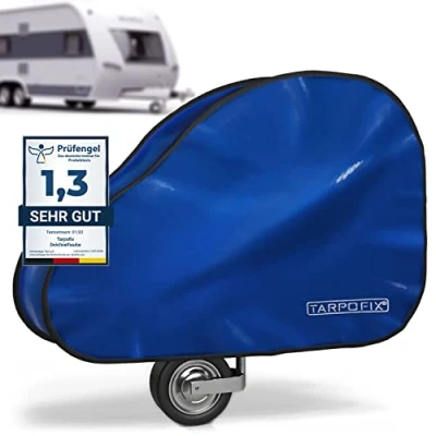 Abbildung von Tarpofix® Deichselabdeckung Wohnwagen aus PVC PLANENMATERIAL Deichselhaube Anhänger mit Doppel Klickverschluss Anhängerkupplung Abdeckung Wasserdicht Universal PKW Anhängerdeichsel