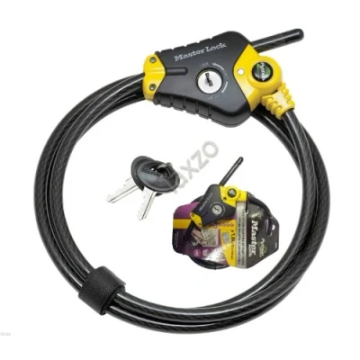 Abbildung von Master Lock 8433EURD Verstellbares Kabelschloss mit Schüsselschloss [Kabel einstellbar von 30 cm bis 1,8 m] [Python] Ideal für Sportausrüstung, Werkzeuge und Gartenmöbel
