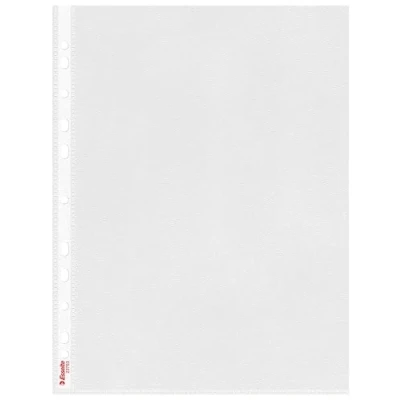 Abbildung von Esselte Prospekthüllen Standard Plus A4, 100 Stück durchsichtige, gestanzte Taschen, 30% Pre Consumer Recycling Kunststoff, 100% recycelbar, Kunststofftaschen mit Öffnung von oben, 85 Mikron, 23763