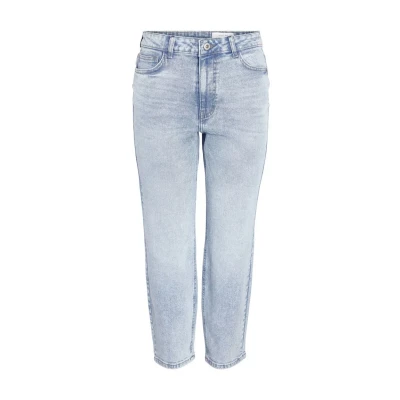 Abbildung von Noisy may Damen Jeans Cropped High Waist Hose Denim Bleached Pants NMMONI, Farben:Hellblau, Größe:29W / 30L, Beinlänge:L30