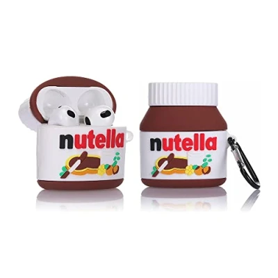 Abbildung von Derhom Airpods 3 Schutzhülle aus Silikon, lustig, niedlich, modisch, weich, Comic Motiv, kompatibel mit Apple 3, Schlüsselanhänger [Getränke Serie] (Chocolate Sauce)