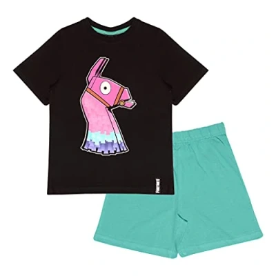 Abbildung von Fortnite Jungen Glow in the Dark Boys Black Short Pyjamas Set, Schwarz / Teal, 12 13 Jahre