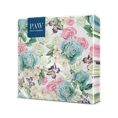 Abbildung von PAW Servietten 3 lagig (33 x 33 cm) I 20 Stück Perfekt für Geburtstage, Partys, Hochzeiten, Kommunion und Feiern Papierservietten Bunt Garten, Blumen Farbe: Powder Garden