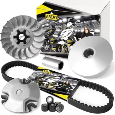 Abbildung von Area1 Variomatik Set mit Keilriemen für Motorroller 50ccm 2T Motor. Kompatibel Aerox Neos Jog Nitro Ovetto Mach Booster, bis 2000