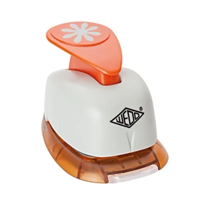 Abbildung von Wedo 168242 Motivlocher groß Margerite (mit praktischem Auffangbehälter, Ausstanzung 2,5 x cm) grau / orange