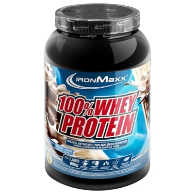 Abbildung von IronMaxx 100% Whey Protein Pulver Schoko Kokos 900g Dose zuckerreduziertes, wasserlösliches Eiweißpulver aus Molkenprotein viele verschiedene Geschmacksrichtungen