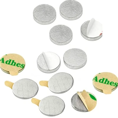 Abbildung von vasalat Scheibenmagnet flach, Magnete mit Metallscheiben selbstklebend, Rundmagnet ø 10mm, Neodym vernickelt 12 teilig