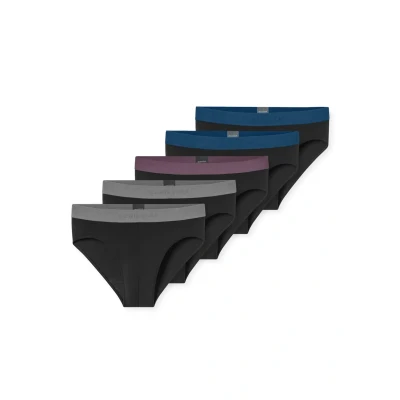 Abbildung von Schiesser 5 PACK Slip, Herren, Größe: Large, Schwarz/grau/blau