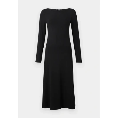 Abbildung von Tommy Hilfiger Flare MIDI Dress Jerseykleid, Damen, Größe: XXS, Black