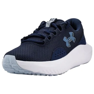 Abbildung von Under Armour Damen Charged Surge 4, leichte und atmungsaktive Laufschuhe, gepolsterte Joggingschuhe für langen Komfort,Washed Navy / Blue Calm Metallic Calm,40.5
