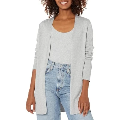 Abbildung von Amazon Essentials Damen Leichte Strickjacke, Vorne Offen (Erhältlich In Übergröße), Hellgrau Meliert, XXL