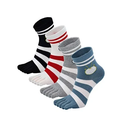 Abbildung von Zehensocken Damen Fünf Finger Socken aus Baumwolle, Sneaker mit Zehen für Sport Laufende Freizeit, atmungsaktive und bunte Socken, 4/5 Paare, Mehrfarbig 5 EU 36 41