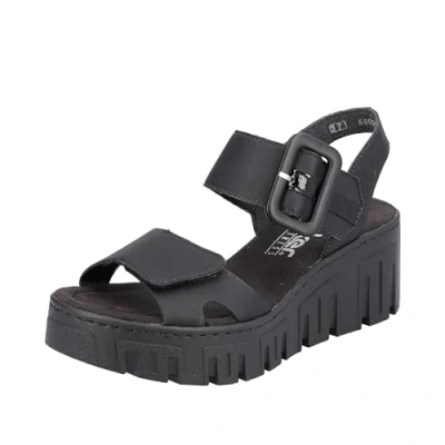 Abbildung von Rieker Plateausandalette, Damen, Größe: 42, Schwarz Schuhe