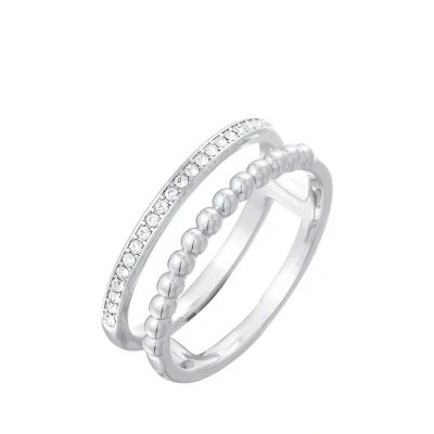 Abbildung von Elli 2REIHIG Kristalle Ring, Damen, Größe: 54, Silber