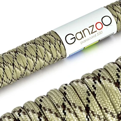 Abbildung von Ganzoo Paracord 550 Seil, Nylon Polyester, 4mm, Typ 3, 30 Meter, 7 Kernstränge, Outdoor Schnur, Allzweck Hundehalsband, Hundeleine, Armband knüpfen, Camping, Survival Camouflage 4
