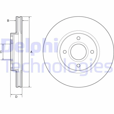 Abbildung von DELPHI BG4569C Bremsscheibe 278 23 4 Belüftet beschichtet unbehandelt ohne Radlager, ABS Sensorring FORD: FIESTA 6, 7, B Max