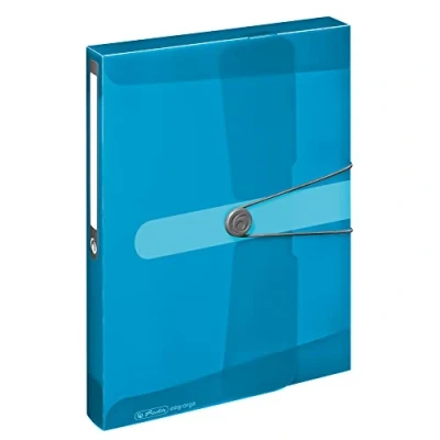 Abbildung von Herlitz Sammelbox A4 PP mit Rückenetikett, 1 Stück Design Aufdruck, Rückenbreite 4 cm, transparent blau