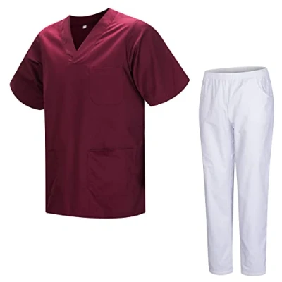 Abbildung von MISEMIYA Unisex Schrubb Set Medizinische Uniform mit Oberteil und Hose 817 8312 BLANCO X Small, Granat