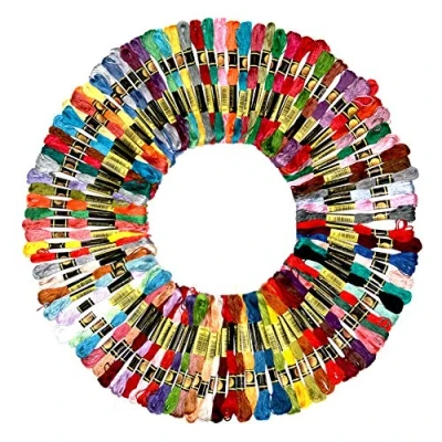 Abbildung von Ewparts Stickgarn Set 100 Farben 8 Meter Emboidary Floss Stickerei Weicher Baumwolle Faden Saiten für Freundschaftsarmbänder Armbandfaden Stickereien Kit Schnur Armbänder