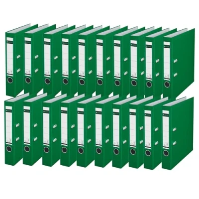 Abbildung von Leitz Qualitäts Ordner 180 Plastik, 20er Pack, A4, Schmal, Grün, 5.2 cm Rückenbreite, PP laminierter Einband, 10155055